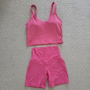 Lululemon align tank 6 align shorts 2 guava pink